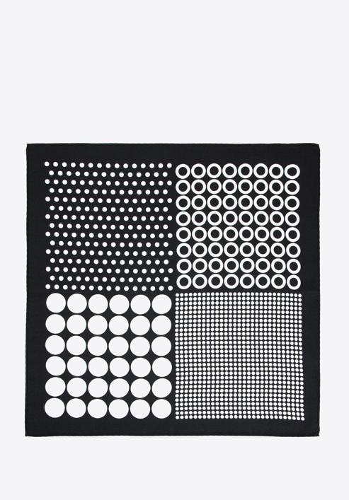 Vzorovaný hedvábný kapesníček, černo-bílá, 96-7P-001-X1, Obrázek 3