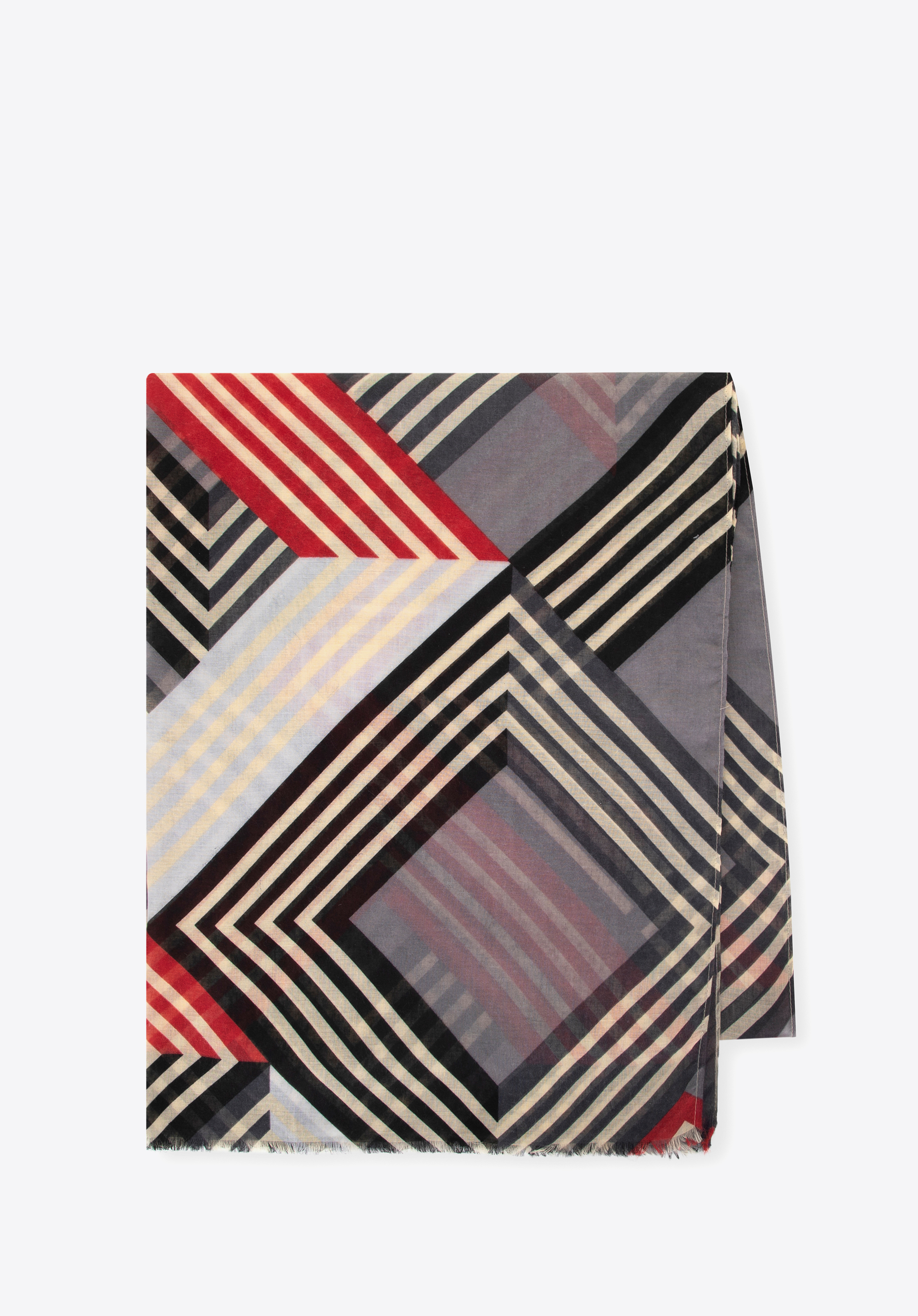 Dámská šála s geometrickým motivem, černo-červená, 100-7D-012-X1, Obrázek 1