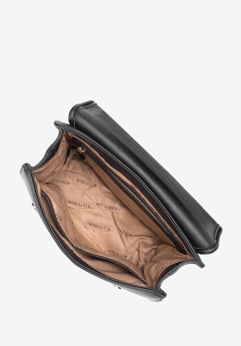 Dámská kabelka z ekologické kůže se vzorovanou klopou, černo-hnědá, 97-4Y-507-1X, Obrázek 5