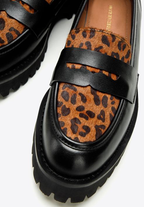 Dámské kožené boty se zvířecím motivem, černo-hnědá, 97-D-512-10-35, Obrázek 8