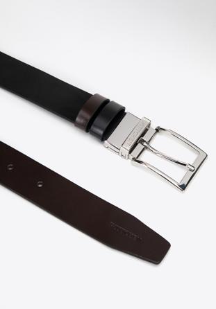 Klasický pánský oboustranný kožený pásek, černo-hnědá, 97-8M-900-1-12, Obrázek 1