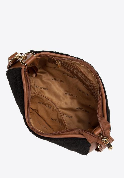 Malá kabelka s ekologickou kožešinou, černo-hnědá, 97-4Y-502-00, Obrázek 3
