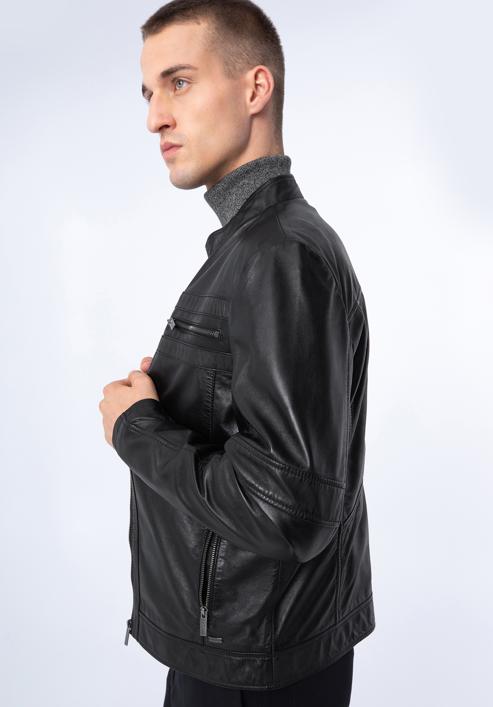 Pánská dvoubarevná kožená bunda, černo-hnědá, 97-09-853-1N-2XL, Obrázek 17
