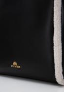 Kožená dvoukomorová dámská kabelka  s ekologickou kožešinou, černo-krémová, 97-4E-605-4, Obrázek 5
