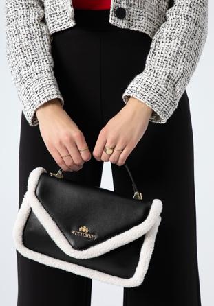 Malá dámská kabelka s ekologickou kožešinou, černo-krémová, 97-4E-607-1, Obrázek 1