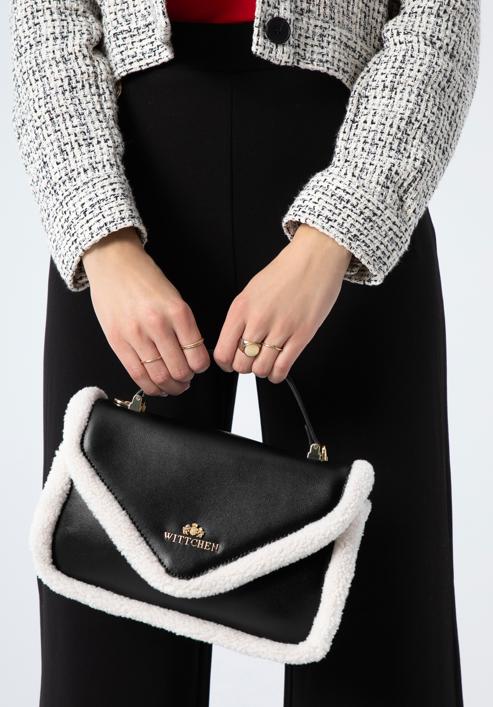 Malá dámská kabelka s ekologickou kožešinou, černo-krémová, 97-4E-607-1, Obrázek 15