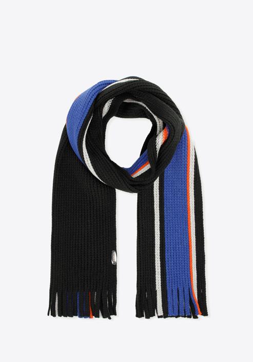 Pánský šátek se svislými pruhy, černo-modrá, 98-7M-X03-X1, Obrázek 2