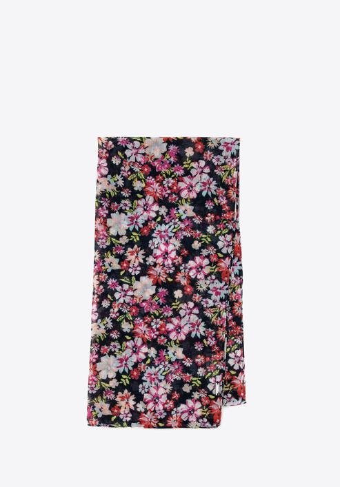 Dámský tenký květinový šátek, černo-růžová, 98-7D-X05-X1, Obrázek 1