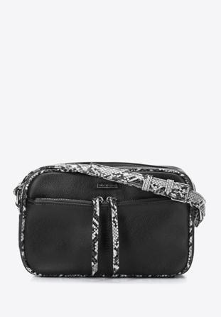 Dámská kabelka s lemem z ekologické kůže s texturou ještěrky, černo šedá, 97-4Y-509-1, Obrázek 1