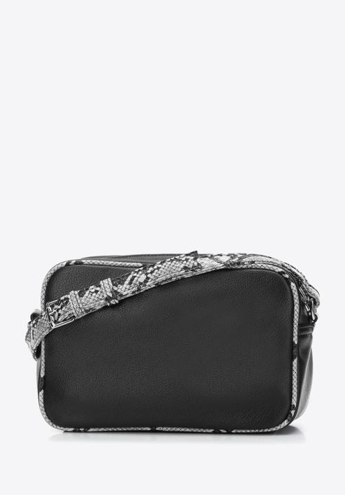 Dámská kabelka s lemem z ekologické kůže s texturou ještěrky, černo šedá, 97-4Y-509-1, Obrázek 2