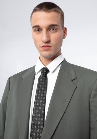 Vzorovaná hedvábná kravata, černo šedá, 97-7K-001-X10, Obrázek 1