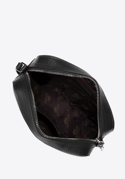 Kožená crossbody kabelka ve tvaru krabice, černo-stříbrná, 29-4E-014-Y, Obrázek 3