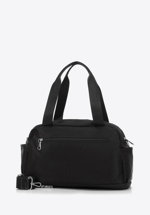 Malá cestovní taška z nylonu, černo-stříbrná, 98-4Y-106-1G, Obrázek 2