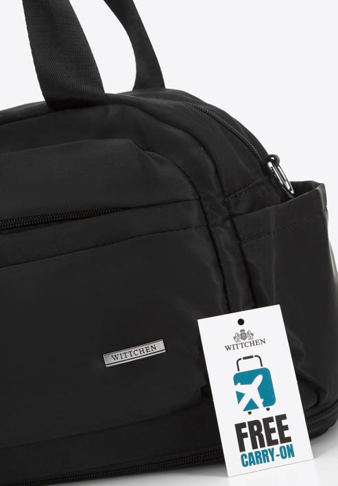 Malá cestovní taška z nylonu, černo-stříbrná, 98-4Y-106-1G, Obrázek 7