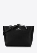 Malá dámská kožená kabelka s řetízkem, černo-stříbrná, 98-4E-611-0S, Obrázek 1