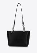 Malá dámská kožená kabelka s řetízkem, černo-stříbrná, 98-4E-611-0S, Obrázek 3