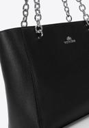 Velká kožená kabelka s řetízkem, černo-stříbrná, 98-4E-610-1S, Obrázek 6