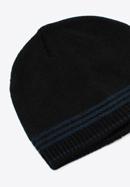 Pánská čepice s barevnými proužky, černo-tmavěmodrá, 97-HF-012-17, Obrázek 2