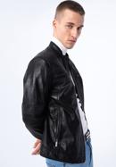 Pánská dvoubarevná kožená bunda, černo-tmavěmodrá, 97-09-853-1N-XL, Obrázek 17