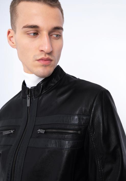 Pánská dvoubarevná kožená bunda, černo-tmavěmodrá, 97-09-853-1N-XL, Obrázek 19
