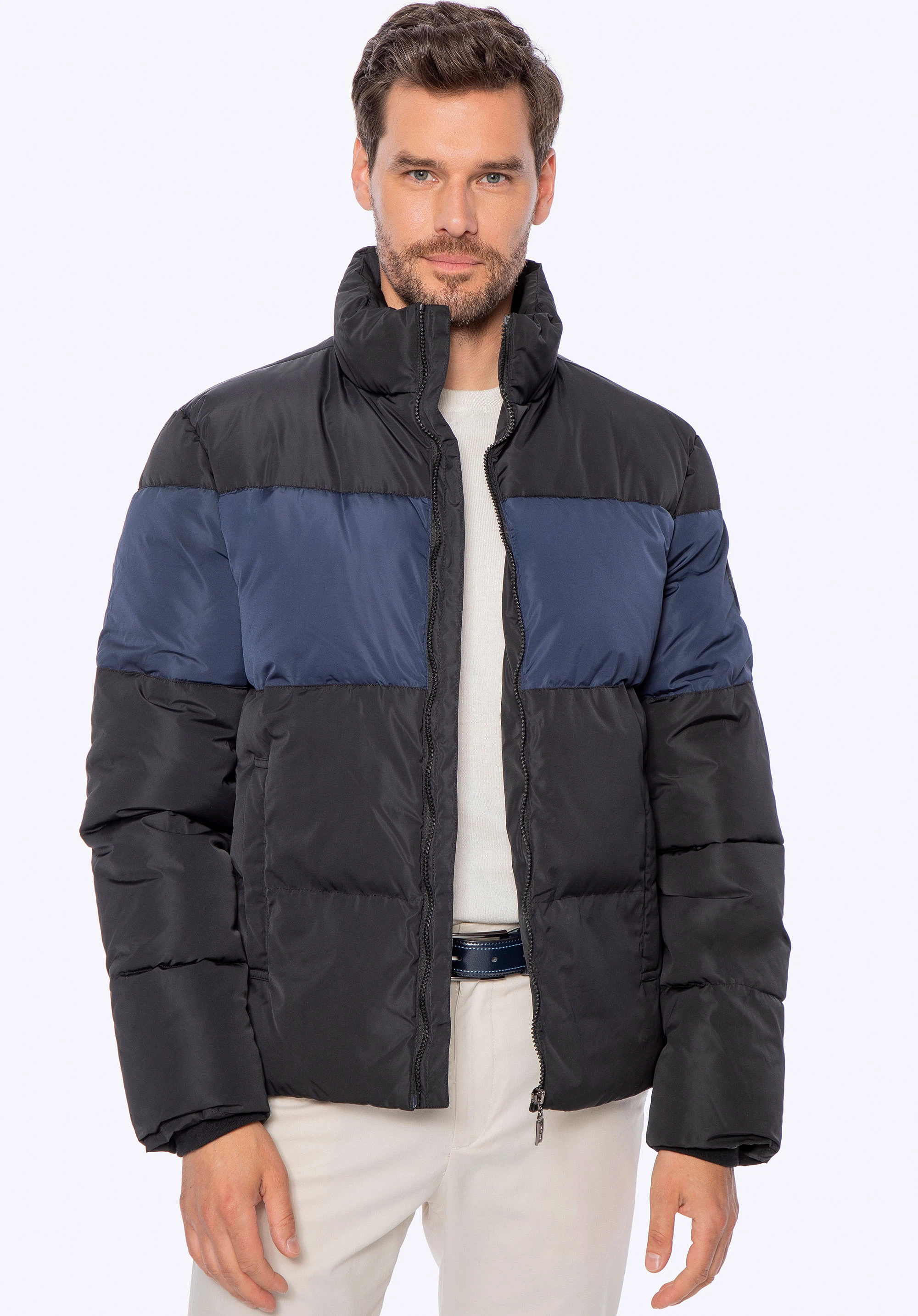 Pánská prošívaná bunda, černo-tmavěmodrá, 97-9D-951-1N-XL, Obrázek 1