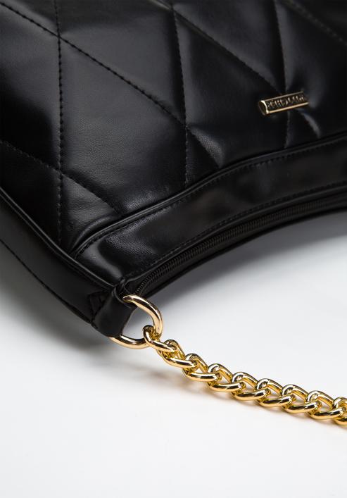Dámská kabelka s prošívanou přední částí a řetízkem, černo-zlatá, 97-4Y-241-1S, Obrázek 4