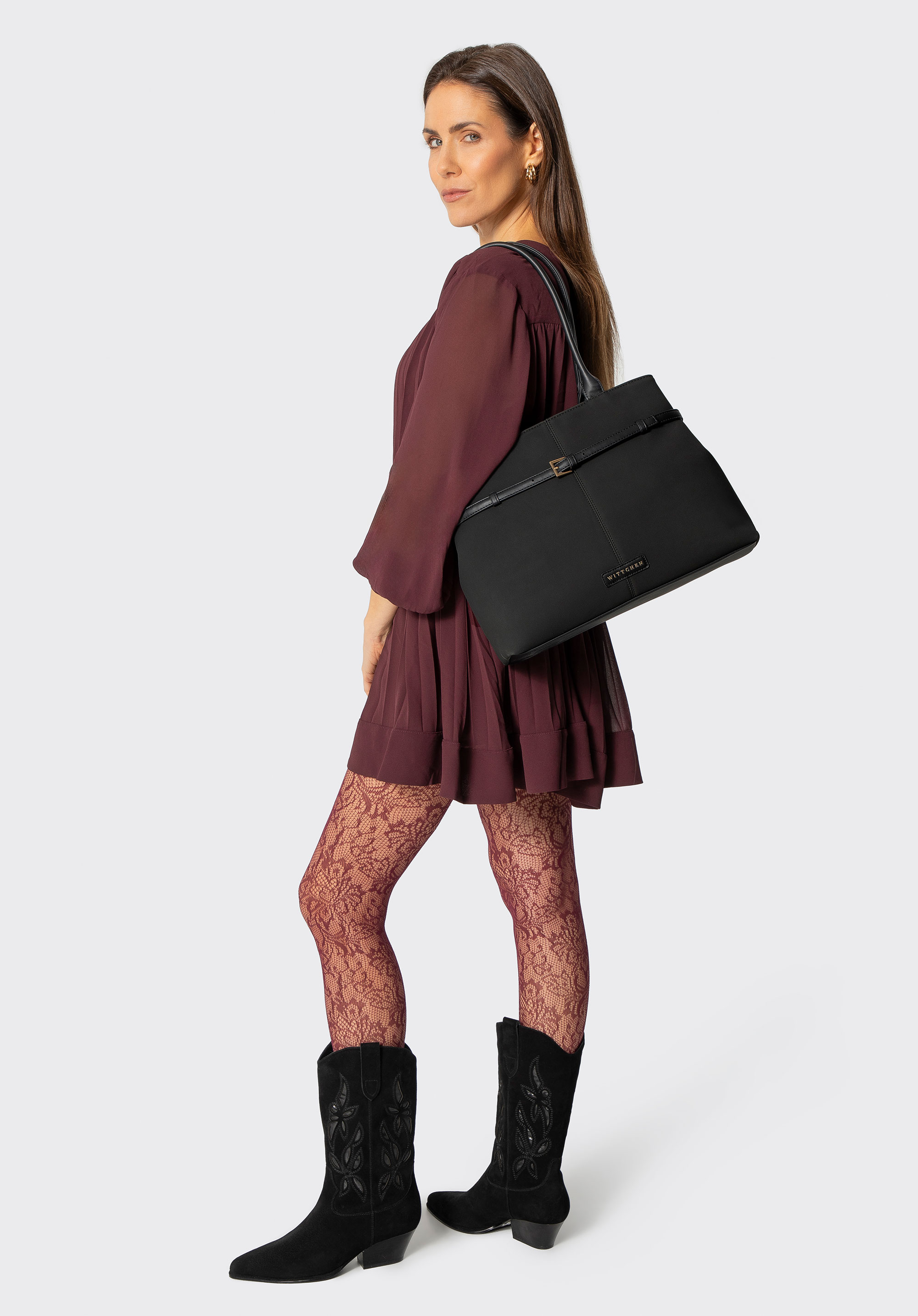 Dámská nákupní taška s ozdobným popruhem, černo-zlatá, 101-4Y-422-1G, Obrázek 1