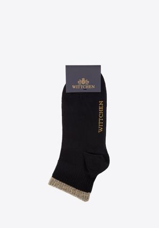 Dámské ponožky s lesklým lemem, černo-zlatá, 98-SD-050-X1-35/37, Obrázek 1