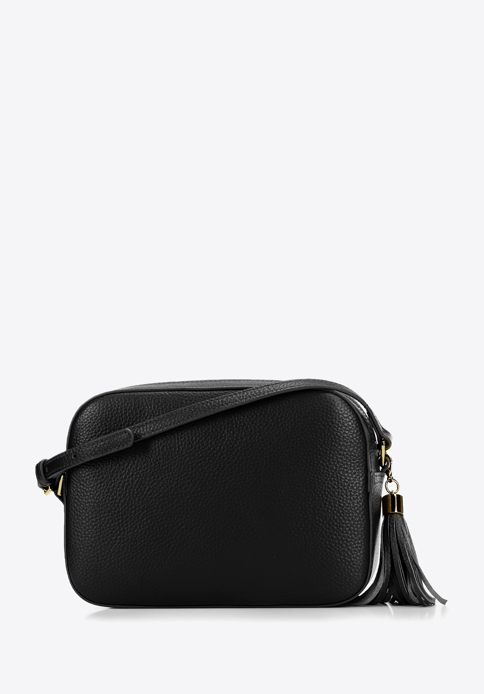 Kožená crossbody kabelka ve tvaru krabice, černo-zlatá, 29-4E-014-1G, Obrázek 1