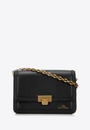 Malá dámská kožená kabelka s ozdobným řetízkem, černo-zlatá, 98-4E-212-9, Obrázek 1