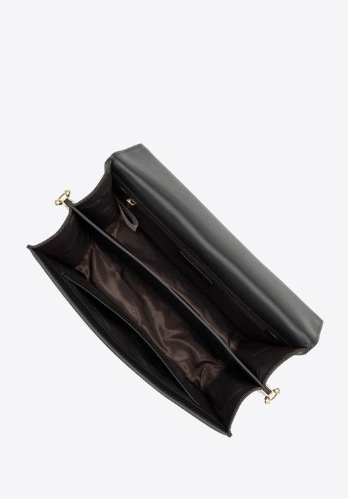 Malá dámská kožená kabelka s ozdobným řetízkem, černo-zlatá, 98-4E-212-9, Obrázek 4