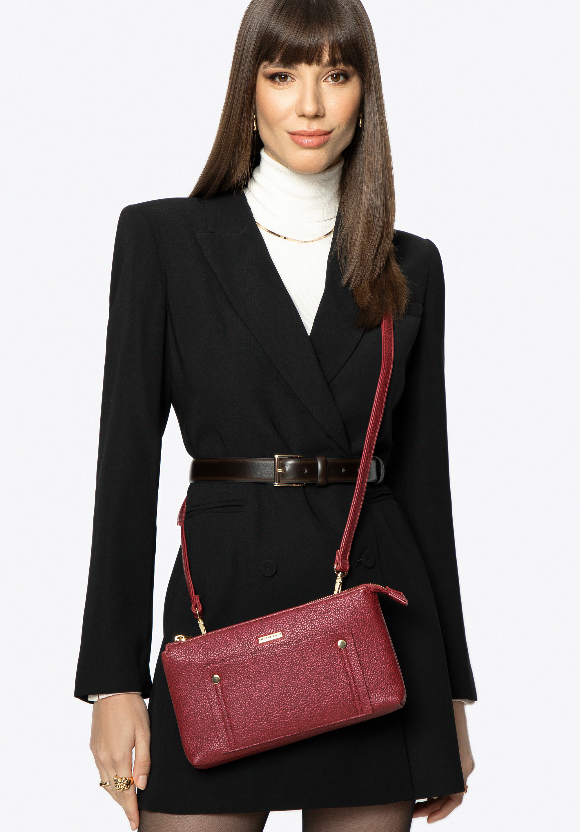 Dámská dvoukomorová crossbody kabelka, červená, 29-4Y-604-3, Obrázek 1