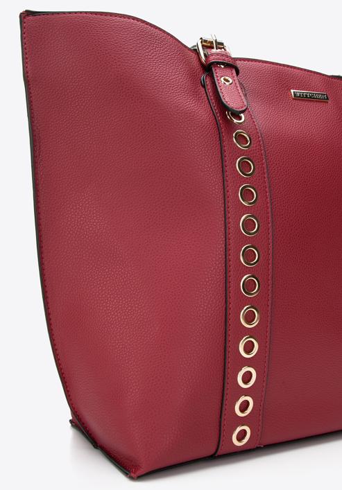 Dámská kabelka s nýtovanými popruhy, červená, 97-4Y-771-1, Obrázek 5