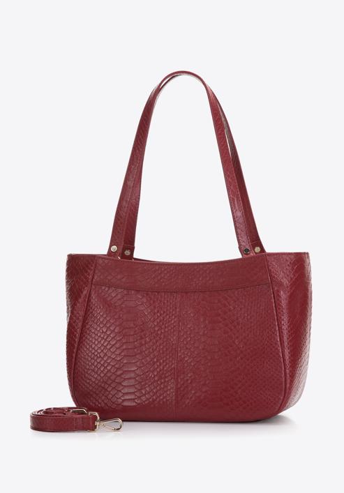 Dámská kabelka vyrobená ze dvou druhů kůže, červená, 97-4E-003-Z, Obrázek 4