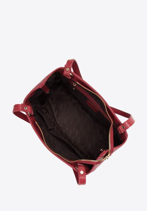 Dámská kabelka vyrobená ze dvou druhů kůže, červená, 97-4E-003-Z, Obrázek 5