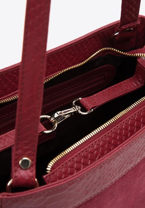 Dámská kabelka vyrobená ze dvou druhů kůže, červená, 97-4E-003-Z, Obrázek 6
