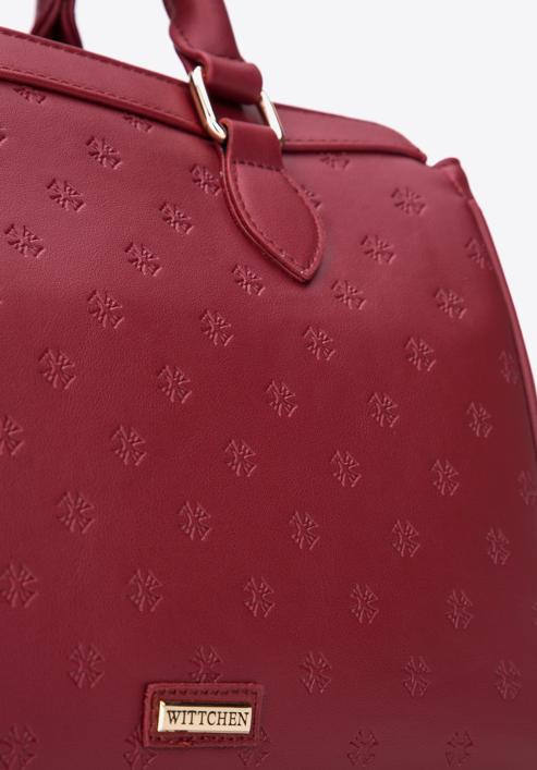 Dámská kabelka z ekologické kůže s vyraženým monogramem, červená, 97-4Y-225-4, Obrázek 4