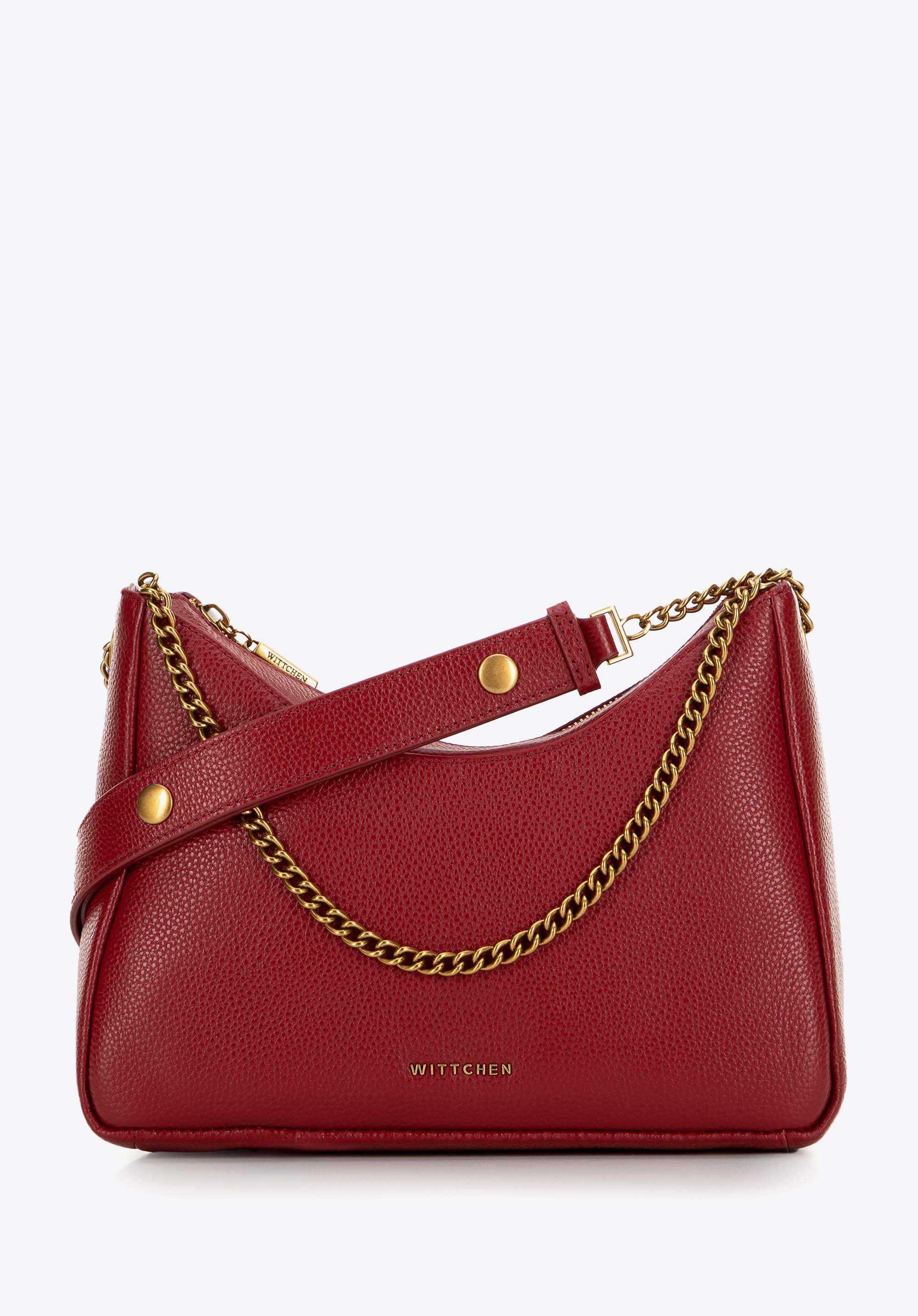 Dámska kožená bageta taška, červená, 100-4E-606-3, Obrázok 1