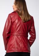 Dámská kožená bunda s páskem, červená, 97-09-803-3-L, Obrázek 3