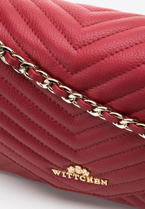 Dámská kožená kabelka s diagonálním prošíváním, červená, 97-4E-029-9, Obrázek 4