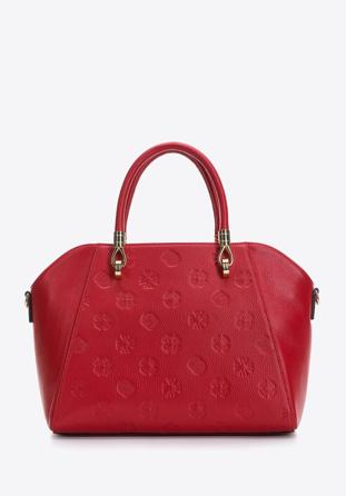Dámská kožená kabelka s monogramem, červená, 97-4E-625-3, Obrázek 1