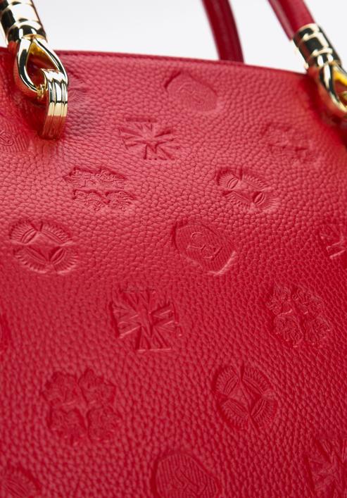 Dámská kožená kabelka s monogramem, červená, 97-4E-625-3, Obrázek 4