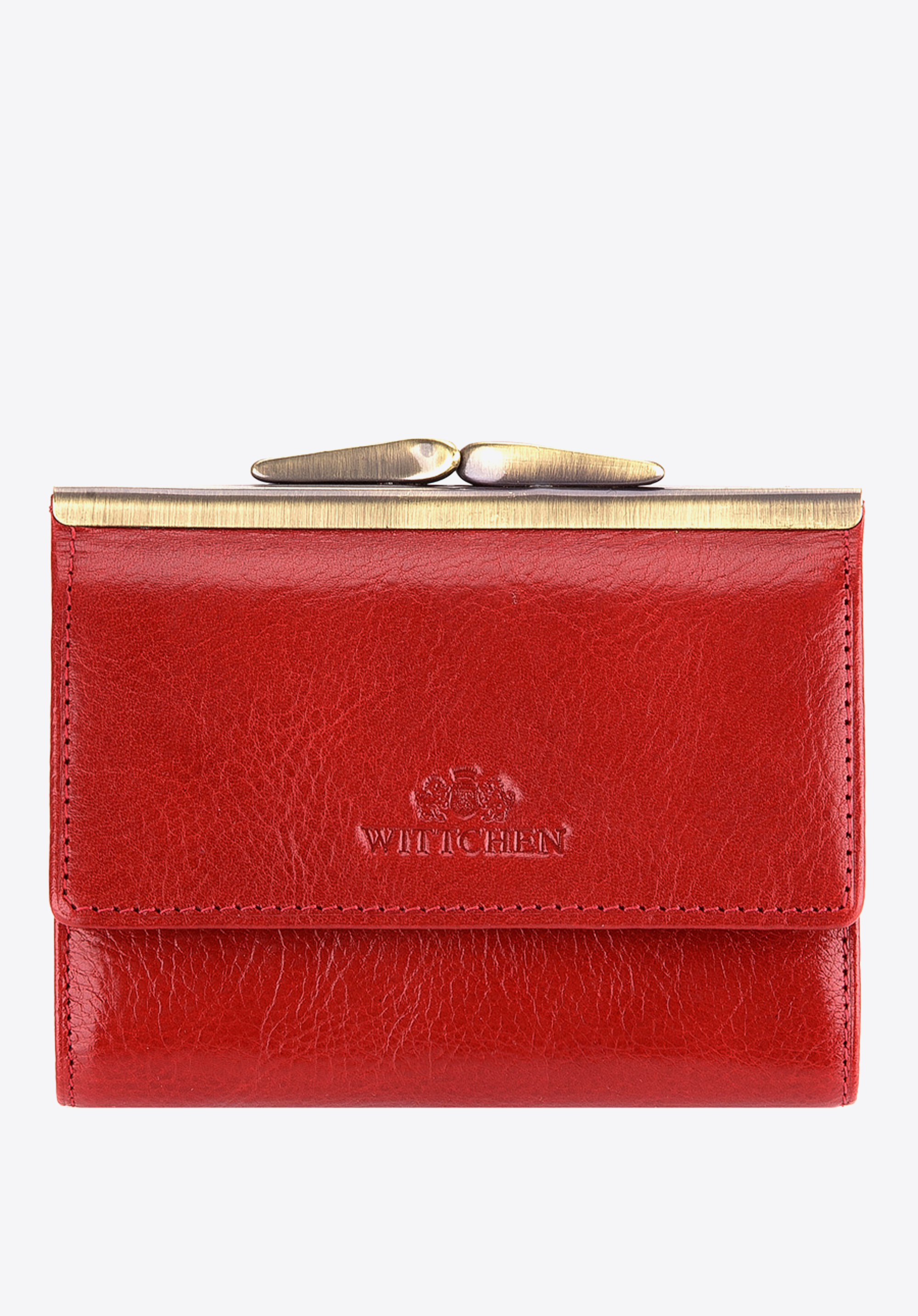 Dámska kožená peňaženka so zapínaním na háčik malá, červená, 21-1-059-3, Obrázok 1