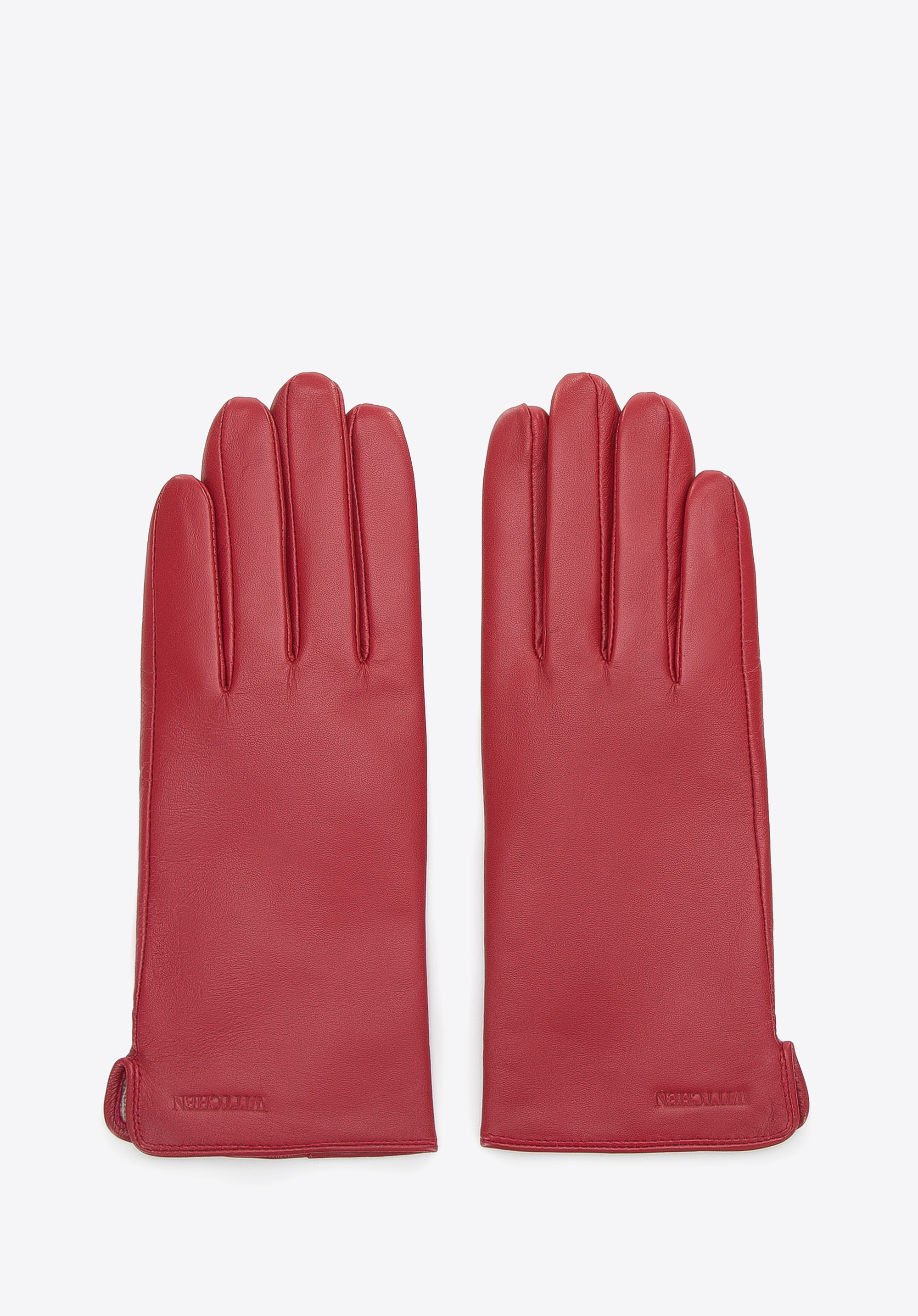 Dámske kožené rukavice hladké, červená, 44-6A-003-2-XL, Obrázok 1