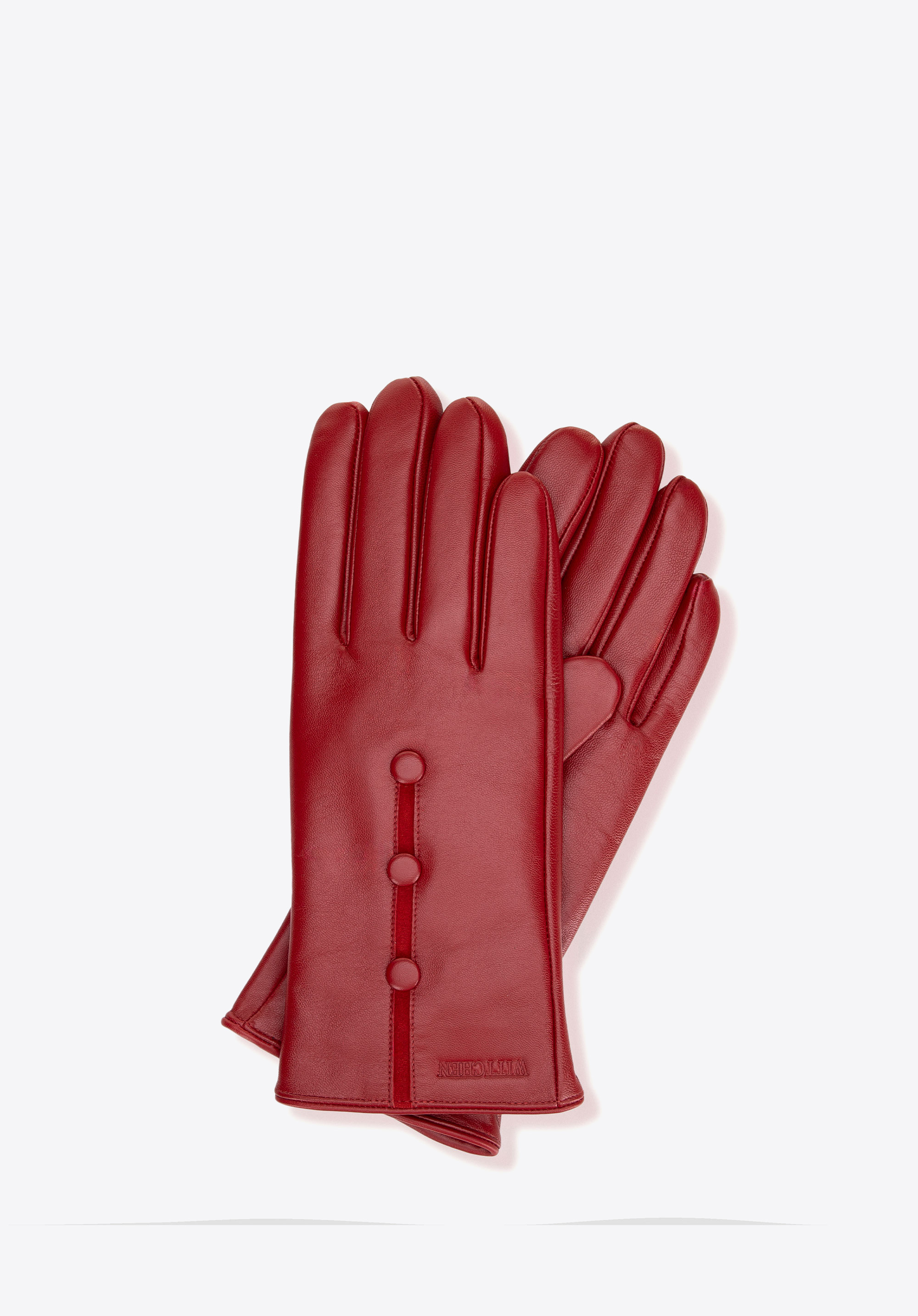 Dámské podšité kožené rukavice, červená, 39-6A-049-3-XS, Obrázek 1