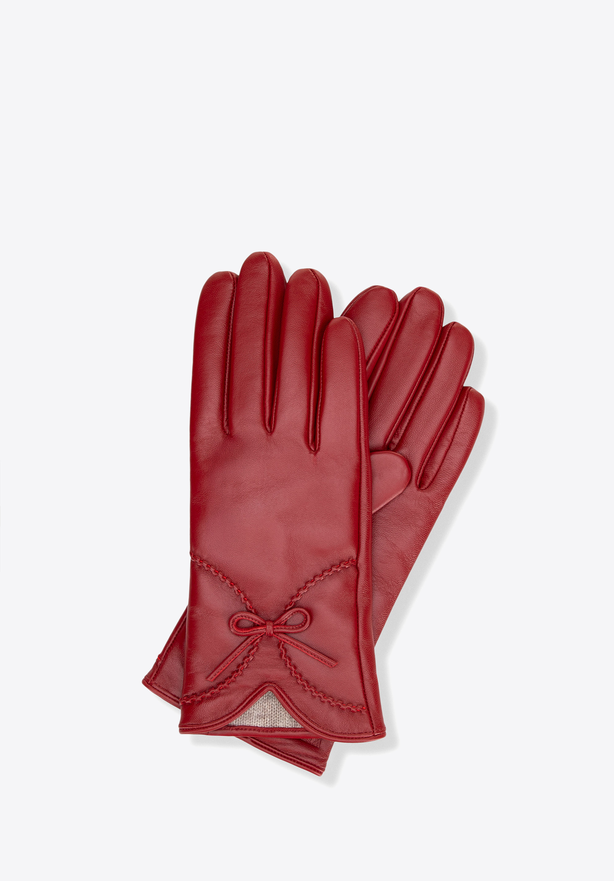 Dámské podšité kožené rukavice, červená, 44-6A-057-3-XS, Obrázek 1