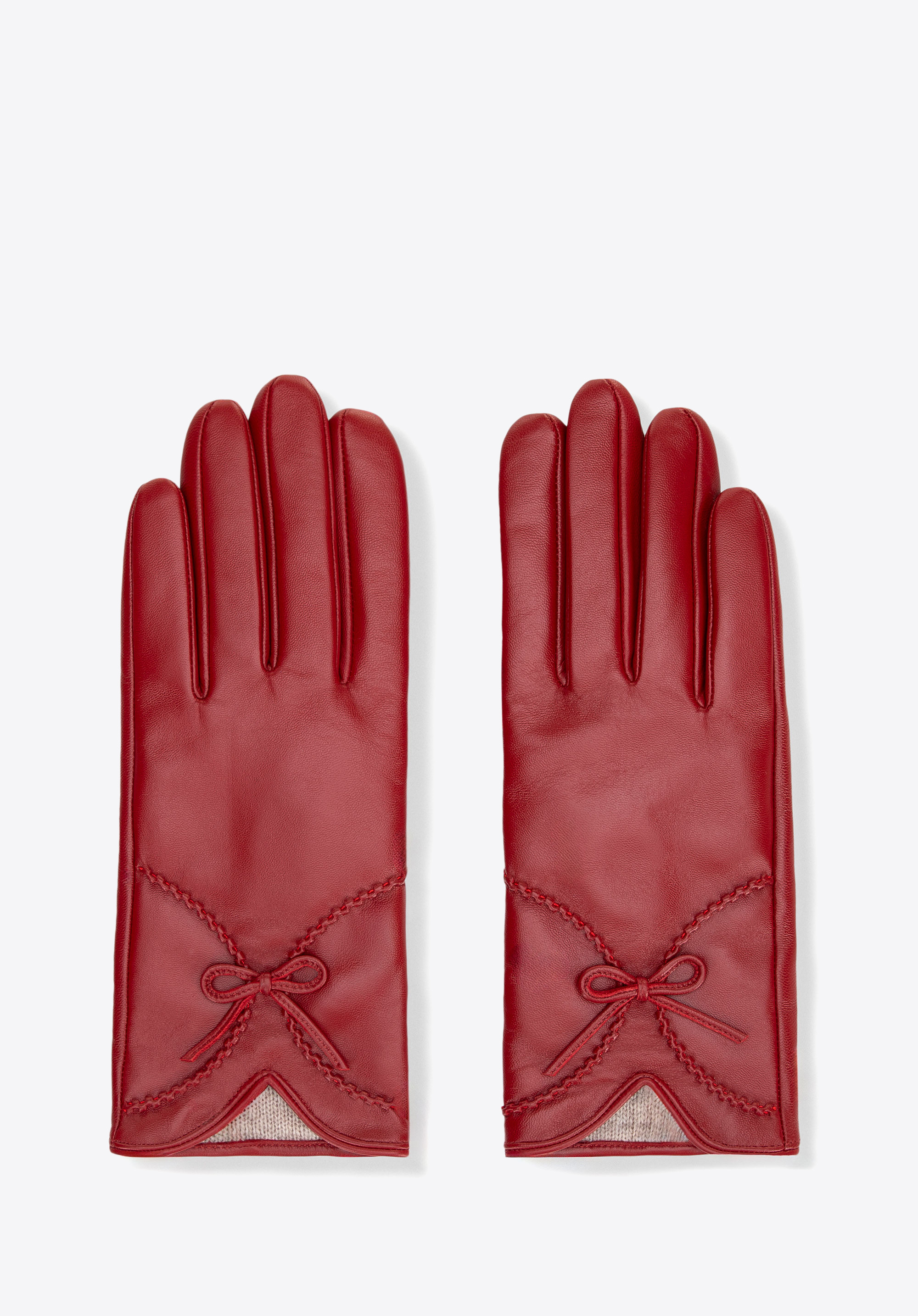 Dámské podšité kožené rukavice, červená, 44-6A-057-3-XS, Obrázek 1