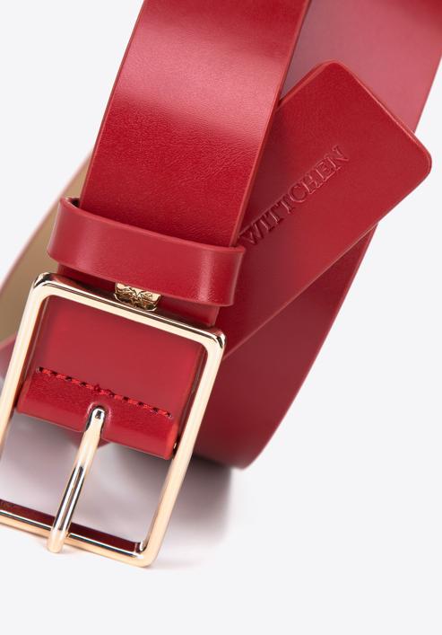 Dámský minimalistický kožený pásek, červená, 97-8D-915-3-L, Obrázek 3