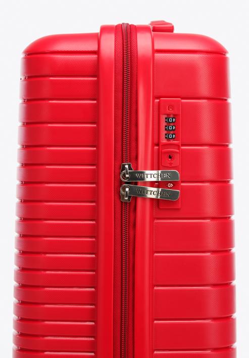 Kabinové zavazadlo z polypropylénu s lesklými pruhy, červená, 56-3T-161-35, Obrázek 7