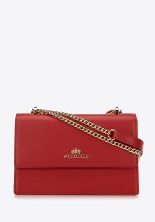 Klasická dámská kožená messenger taška s řetízkem, červená, 98-4E-624-6, Obrázek 1